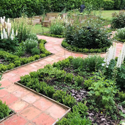 Formal garden in a rural setting